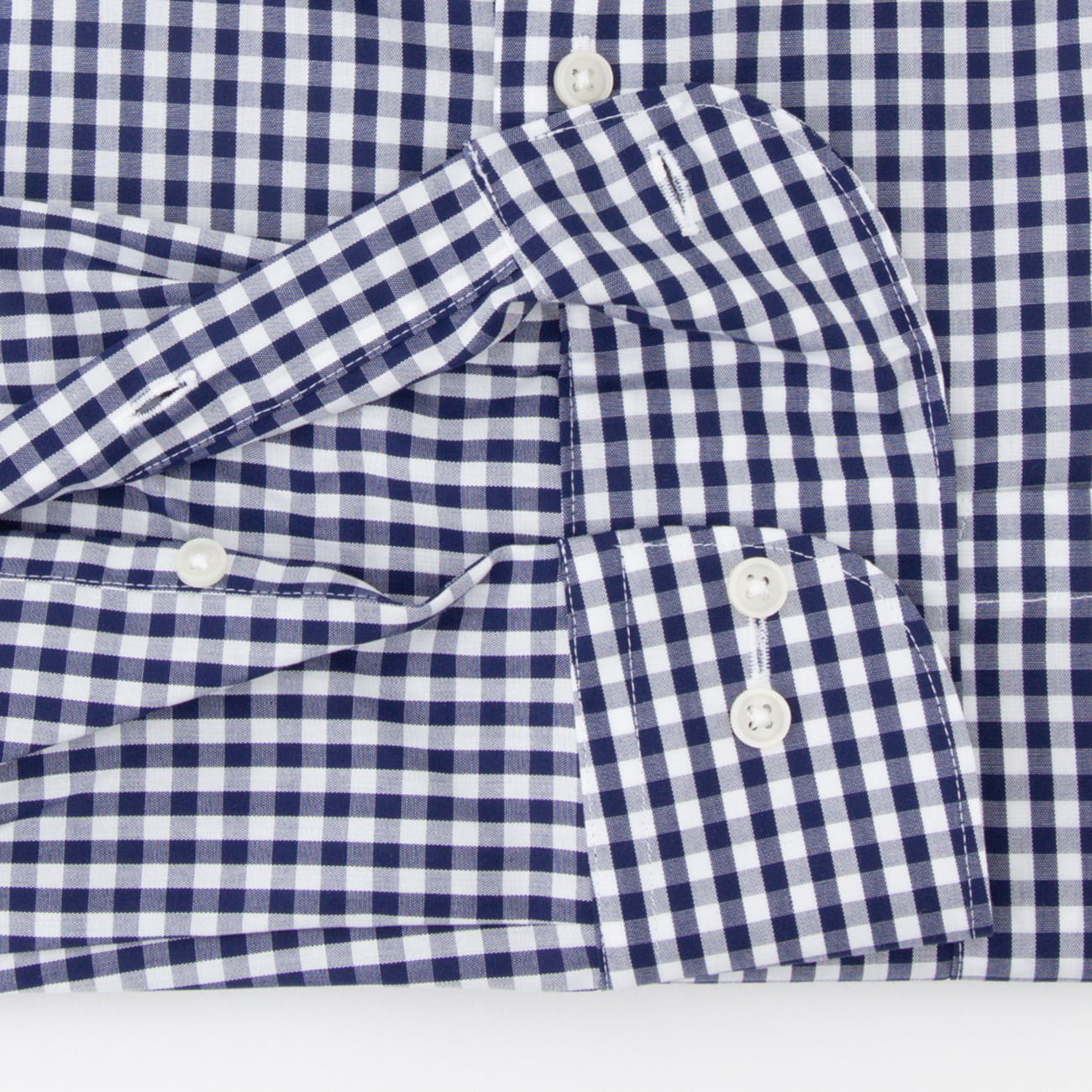 Super Non-Iron Cotton Button-Down Gingham Check Shirt - Navy_13