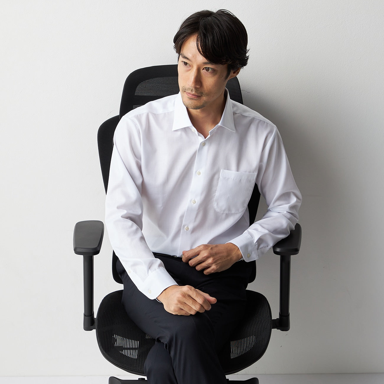 Super Non-Iron Spread Collar Shirt - White_08