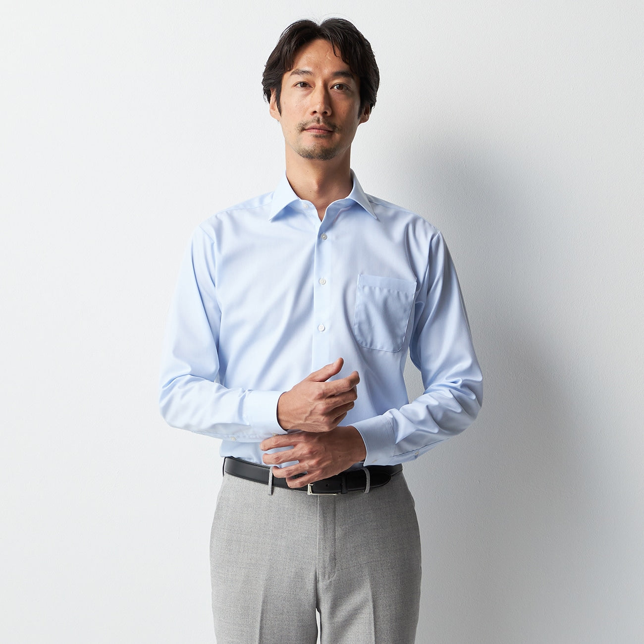 Super Non-Iron Spread Collar Twill Shirt - Blue_07