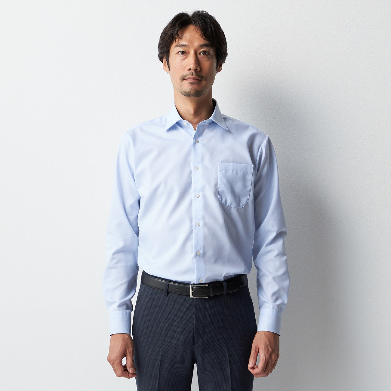 Super Non-Iron Spread Collar Shirt - Blue_08