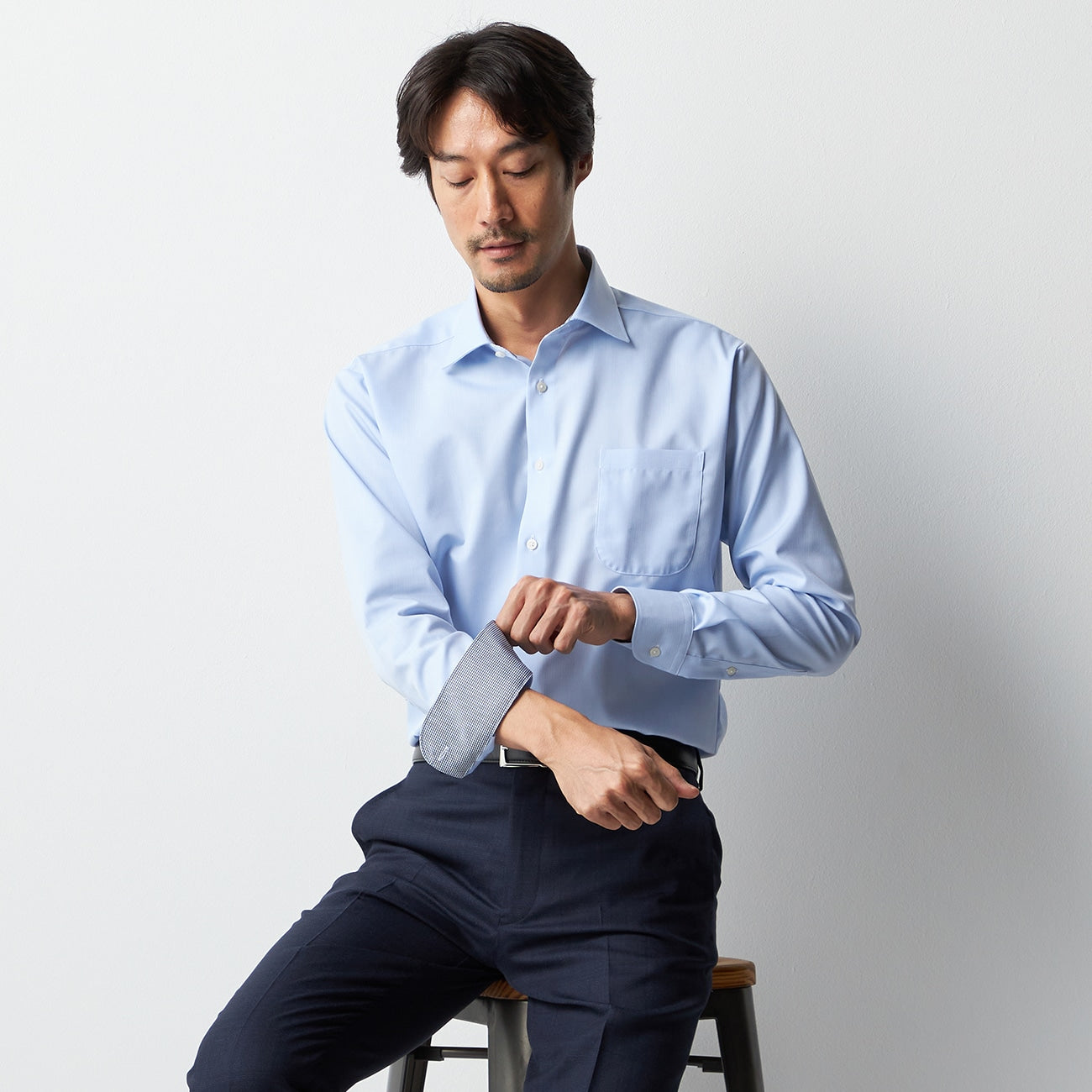 Super Non-Iron Spread Collar Shirt - Blue_08