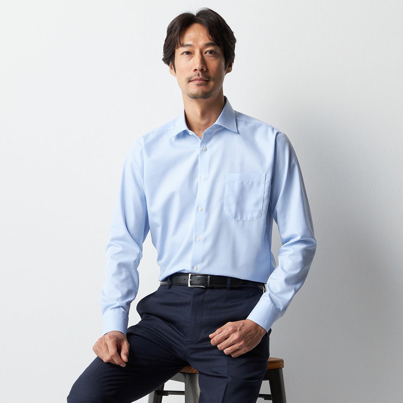 Super Non-Iron Spread Collar Shirt - Blue_09