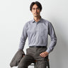 Super Non-Iron Spread Collar Herringbone Shirt - Gray_06