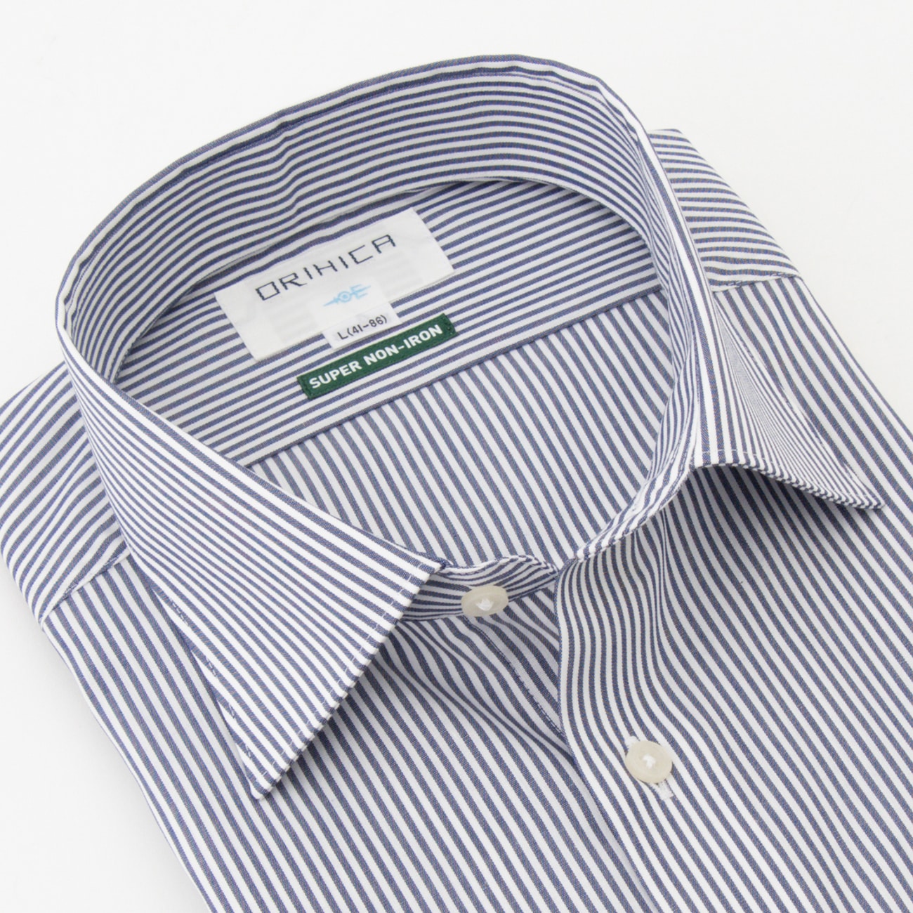 Super Non-Iron Cotton Spread Collar Stripe Shirt - Navy_10