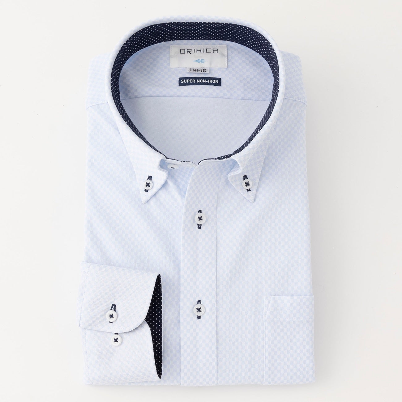 Super Non-Iron Stretch Button-Down Check Shirt - Blue_09