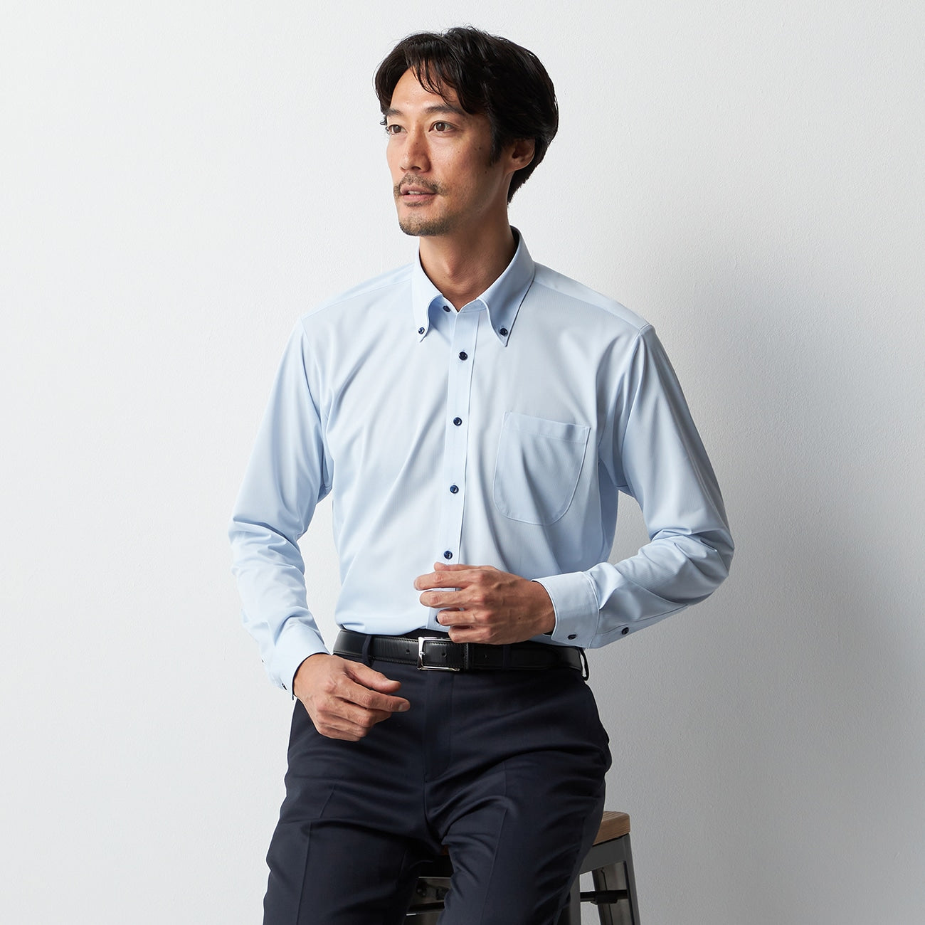 Super Non-Iron Stretch Button-Down Shirt - Blue_08