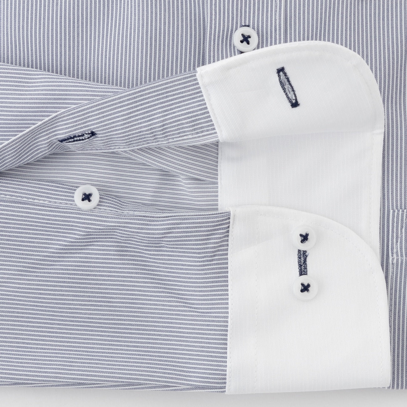 Super Non-Iron Stretch Button-Down Contrast Collar Shirt - Navy_10