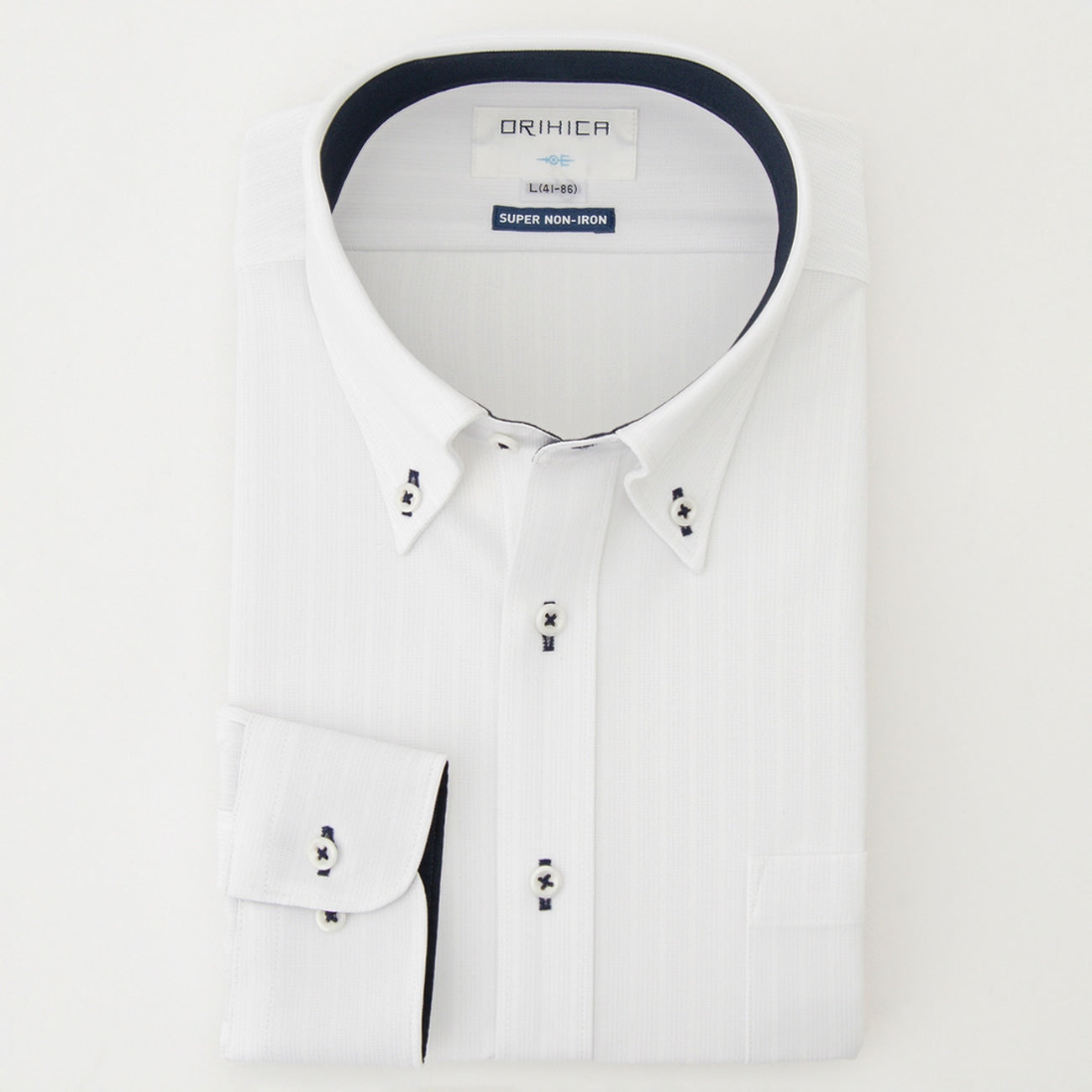 超免烫极弹钮扣领衬衫 白_13