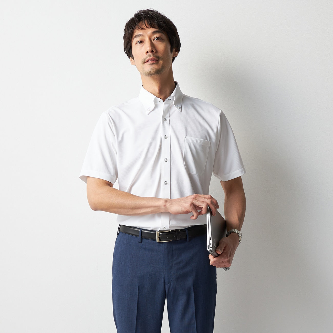 DRYDRY Super Non-iron Short Sleeve Button-down Shirt - White_07