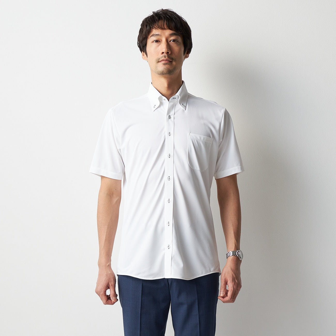 DRYDRY Super Non-iron Short Sleeve Button-down Shirt - White_08