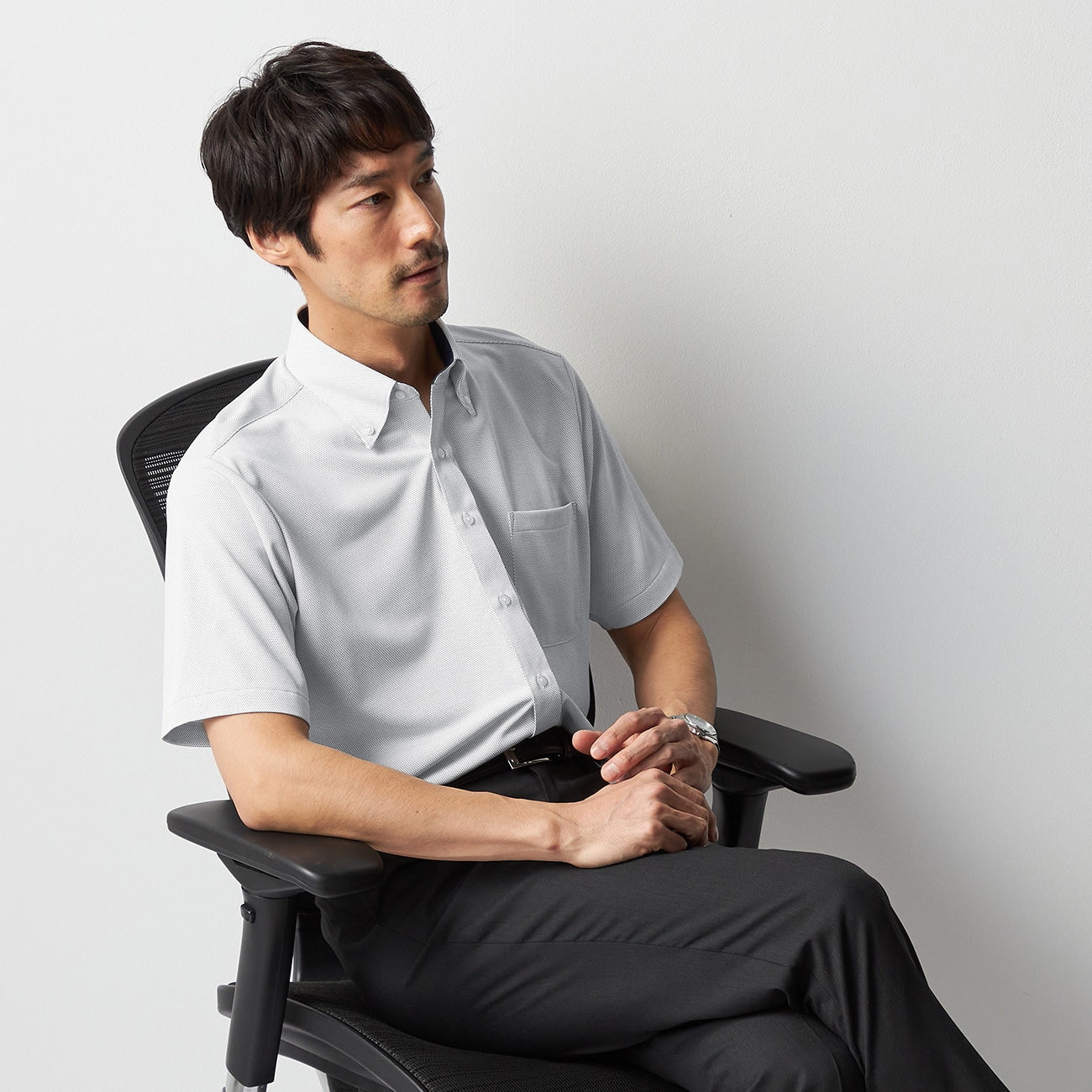 DRYDRY Super Non-iron Short Sleeve Button-down Shirt - Navy_06