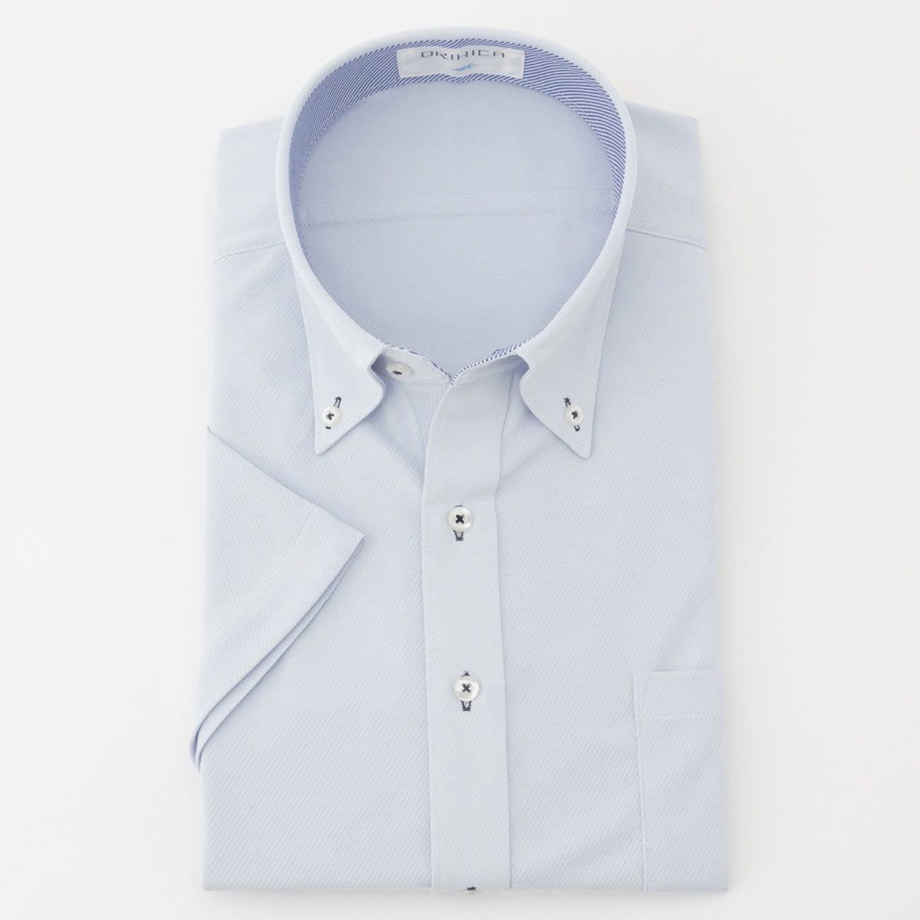 DRYDRY Super Non-iron Short Sleeve Button-down Shirt - Blue_09