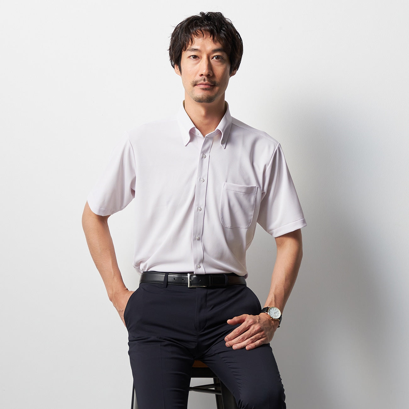 DRYDRY Super Non-iron Short Sleeve Button-down Shirt - Lavender_05