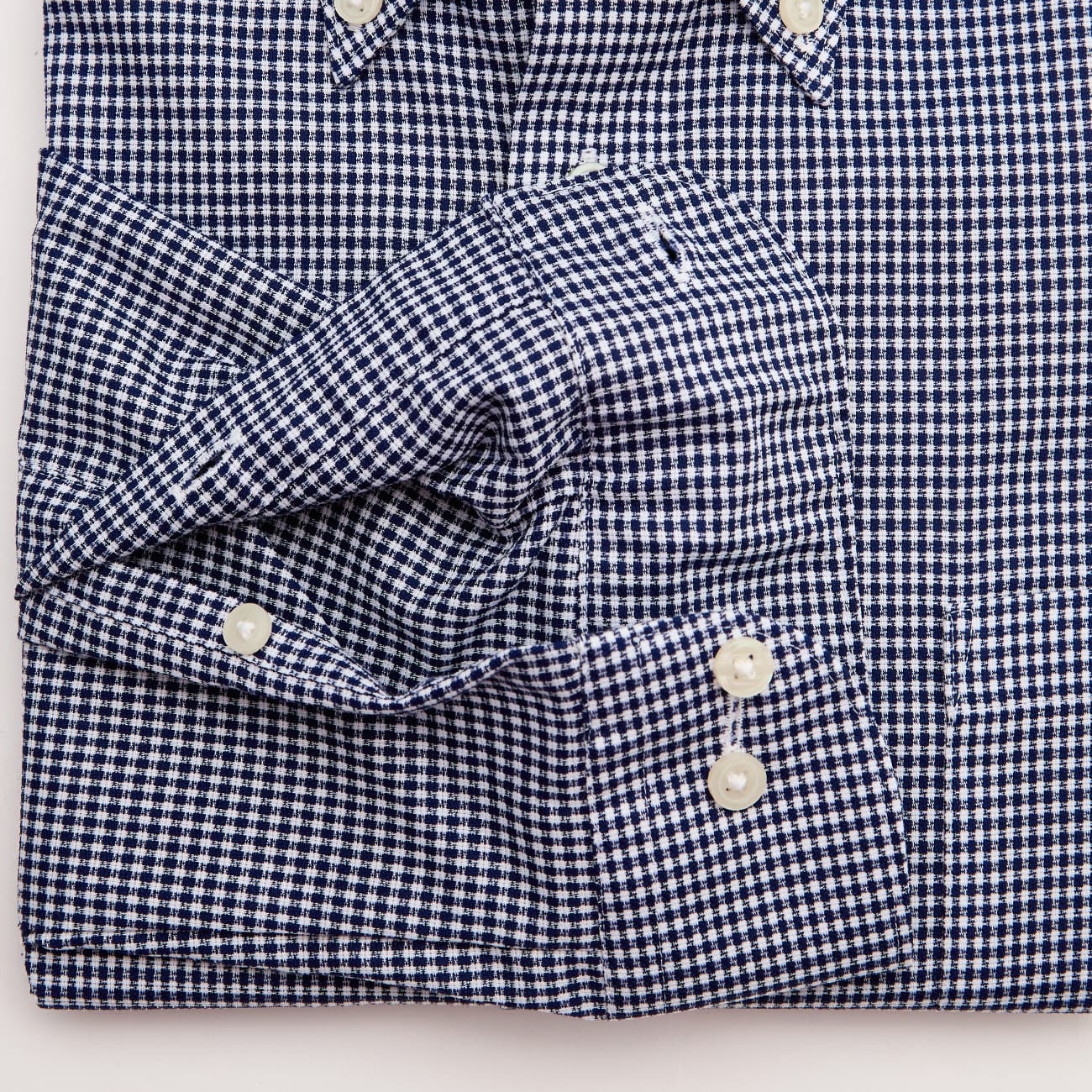 Super Cool免熨烫 钮扣领衬衫 Check Shirt -深蓝