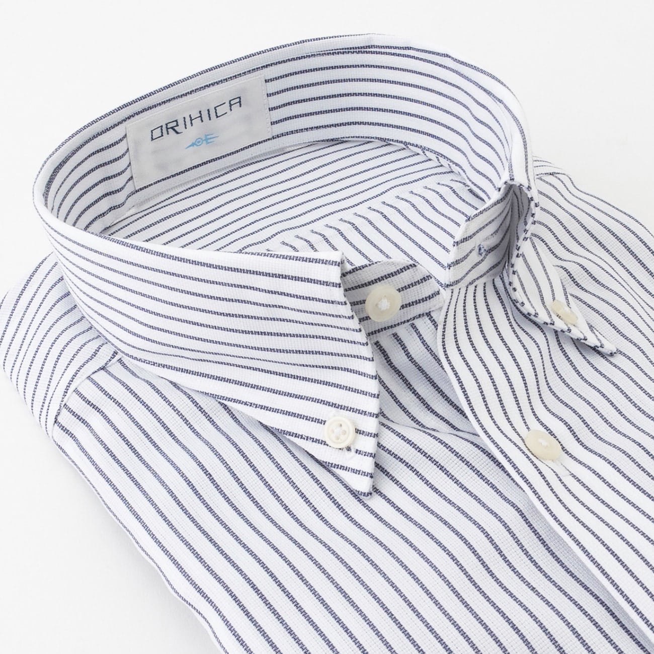 Super Cool免熨烫 棉钮扣领衬衫 Stripe Shirt -深蓝