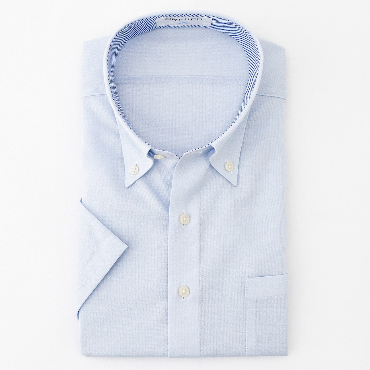Super Cool Non-iron Button-down Short Sleeve Shirt - Blue_06