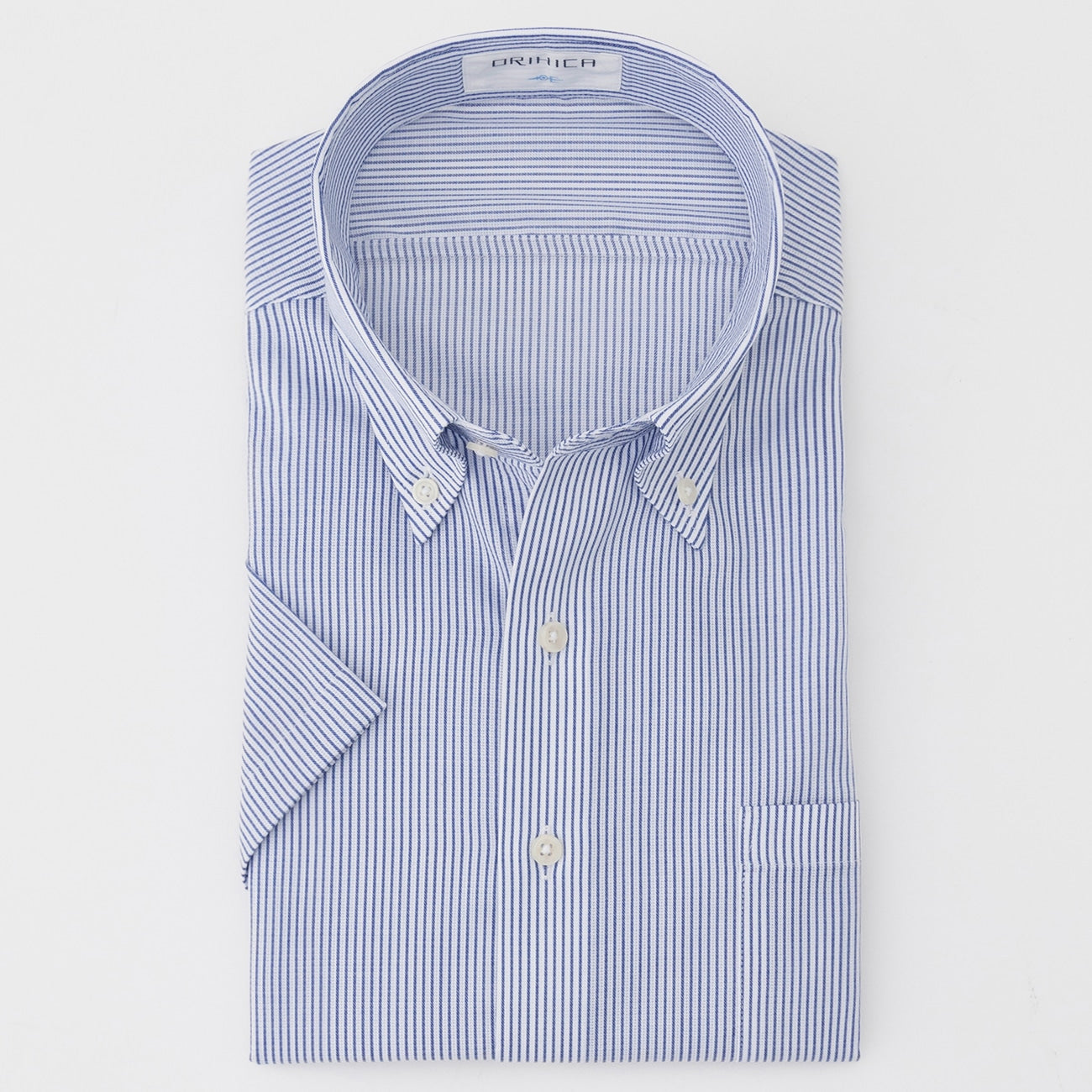 Super Cool Non-iron Button-down Short Sleeve Stripe Shirt - Blue_07