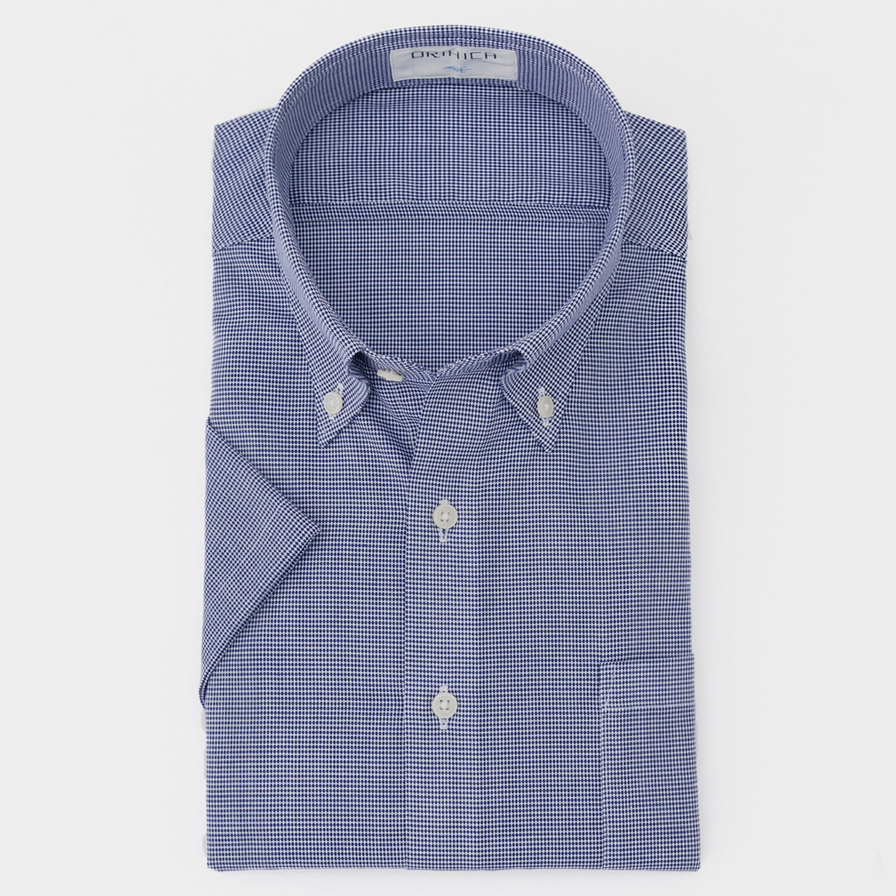 Super Cool Non-iron Button-down Short Sleeve Check Shirt - Navy_06