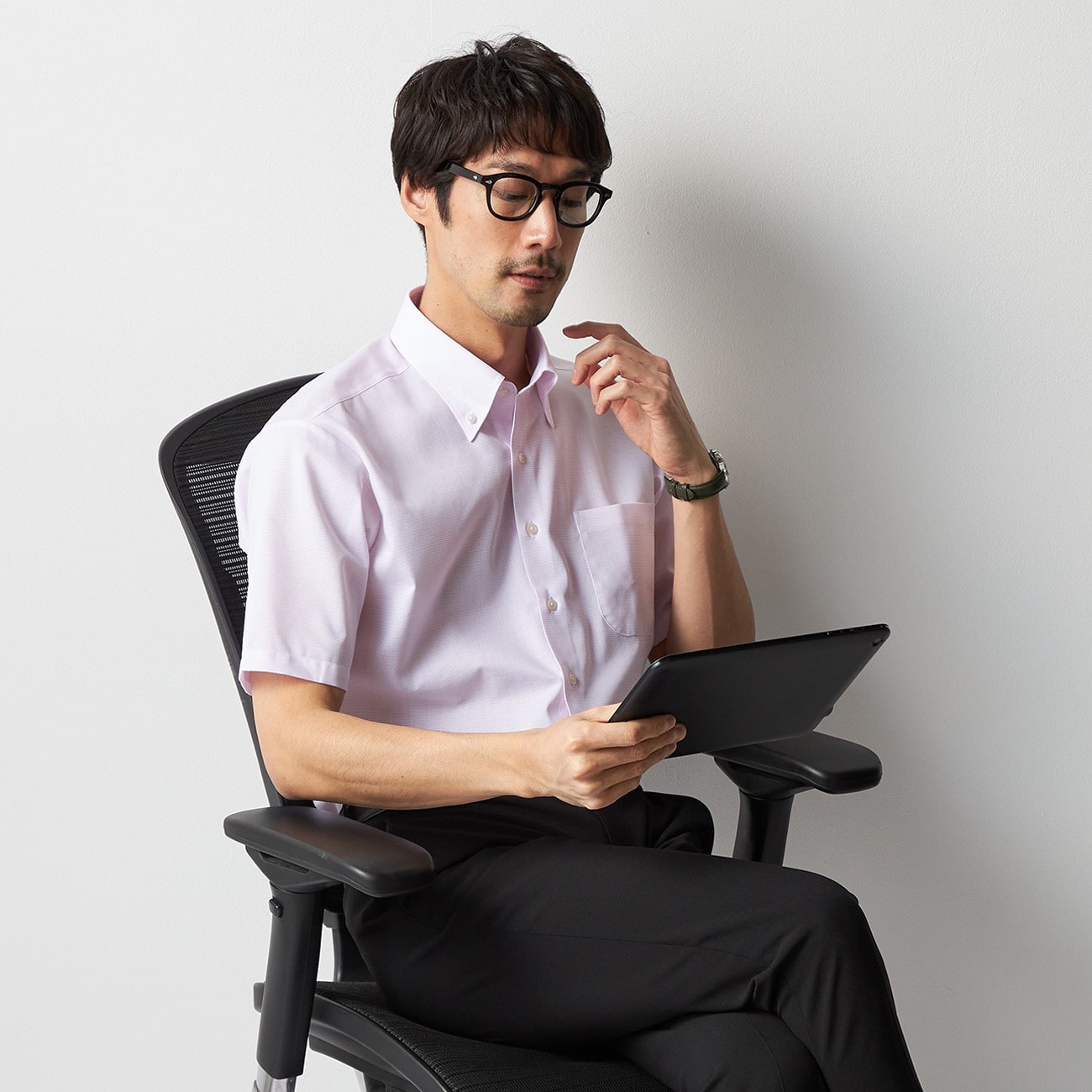 Super Cool Non-iron Button-down Short Sleeve Shirt - Pink_05