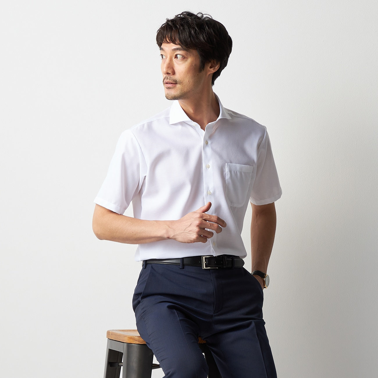 Super Cool Non-iron Cutaway Short Sleeve Shirt - White_05