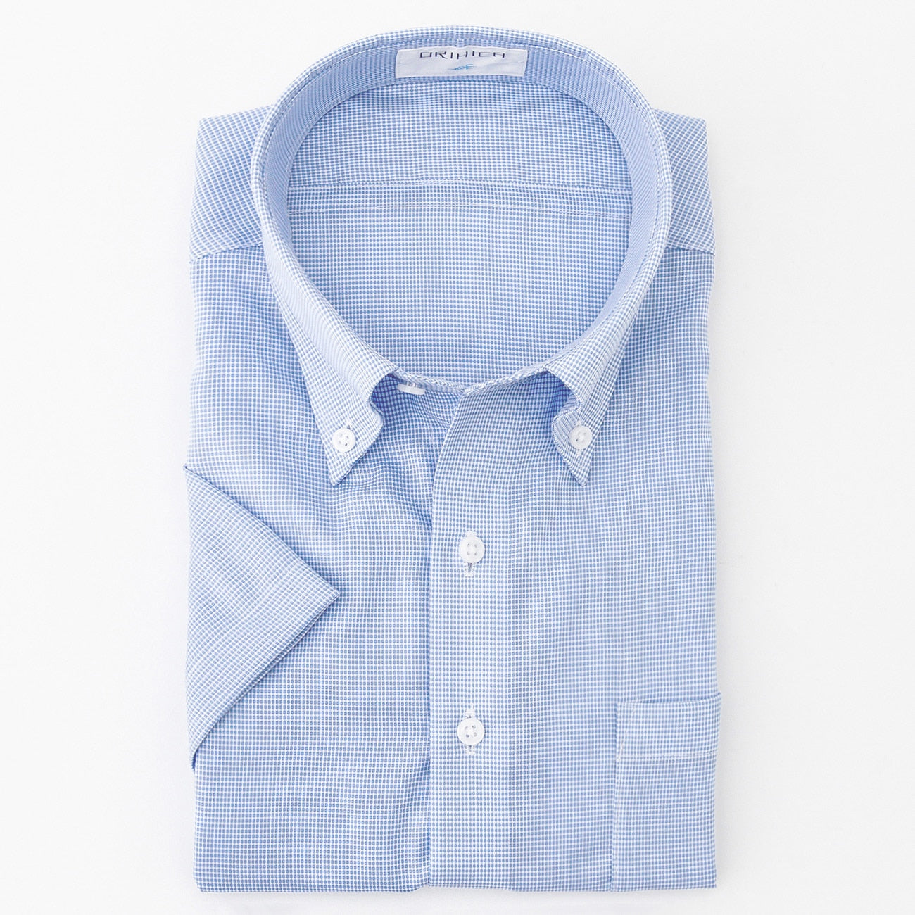 Super Cool Non-iron Cotton Button-down Short Sleeve Shirt - Blue_06