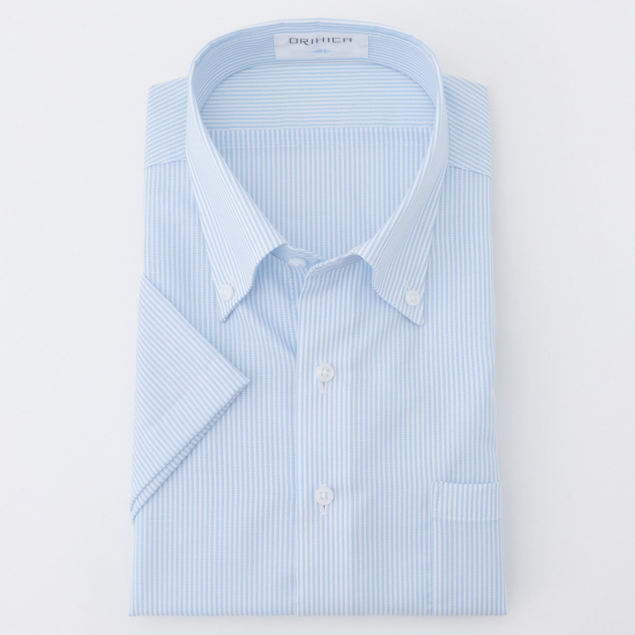 Super Cool Non-iron Cotton Short Sleeve Button-down Stripe Shirt - Blue_07