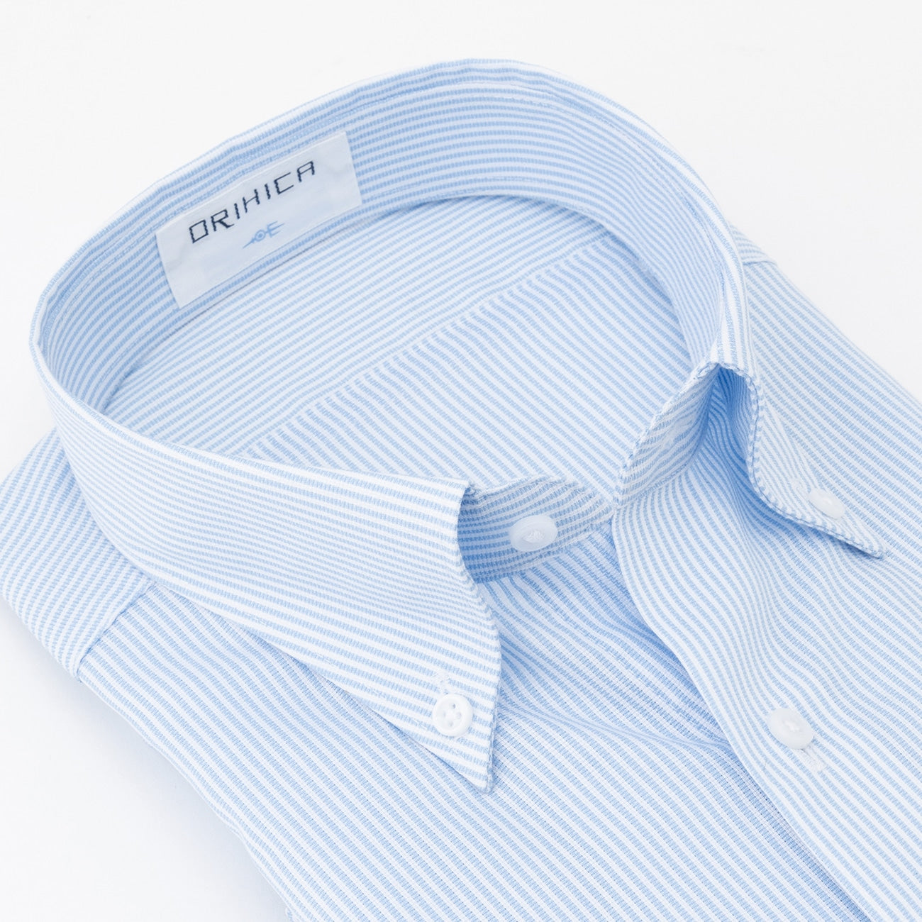 Super Cool Non-iron Cotton Short Sleeve Button-down Stripe Shirt - Blue_08