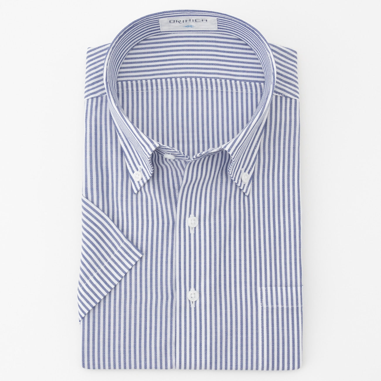 Super Cool Non-iron Cotton Button-down Stripe Shirt - Navy_06