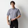 Super Cool Non-iron Cotton Short Sleeve Button-down Check Shirt - Navy_06