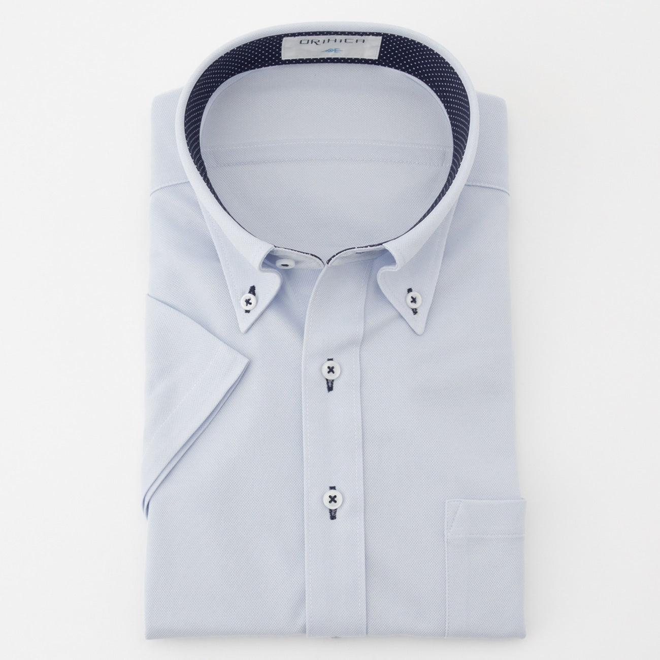 Super Cool Non-iron Button-down Short Sleeve Stripe Shirt - Blue_10