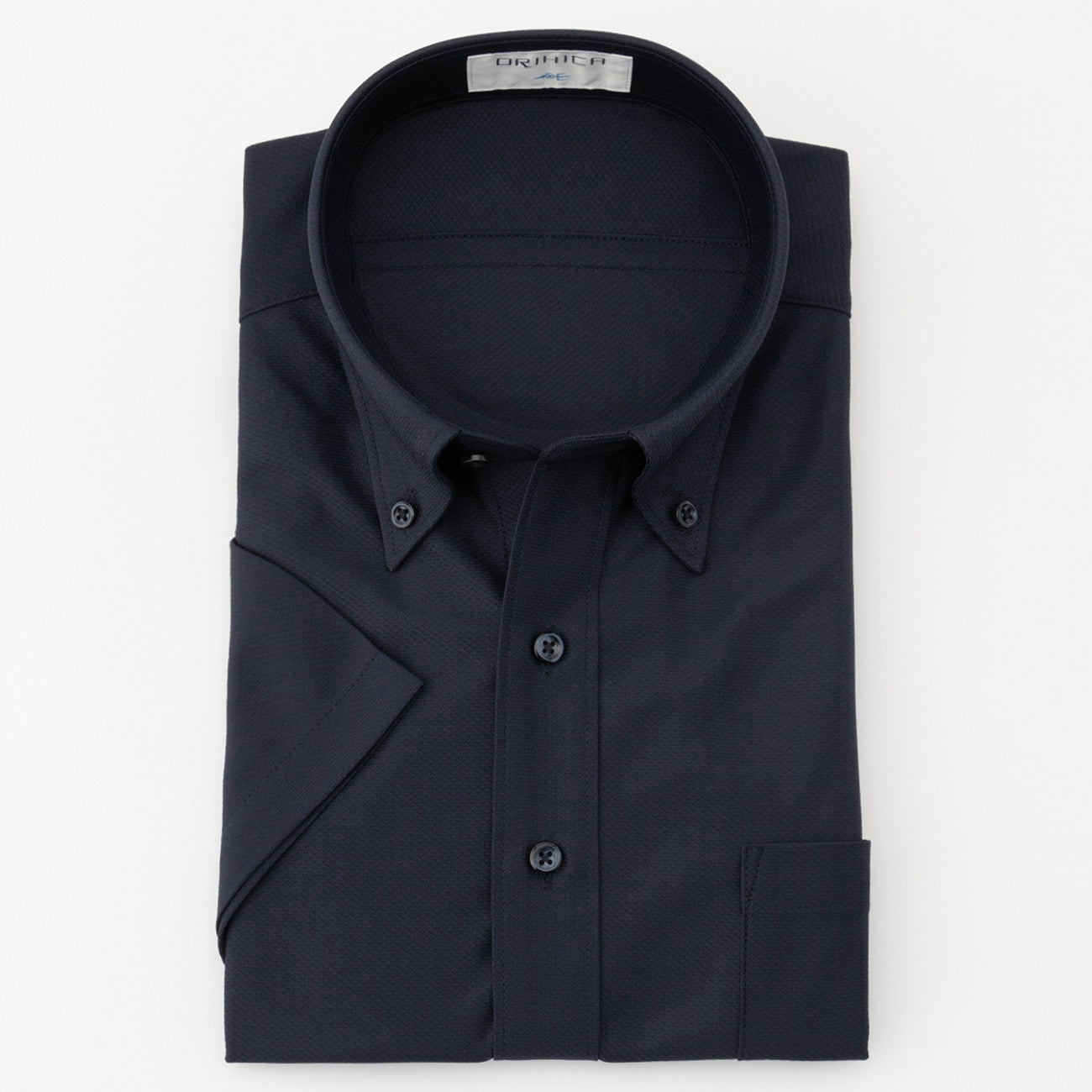 Super Cool Non-iron Button-down Short Sleeve Shirt - Navy_06