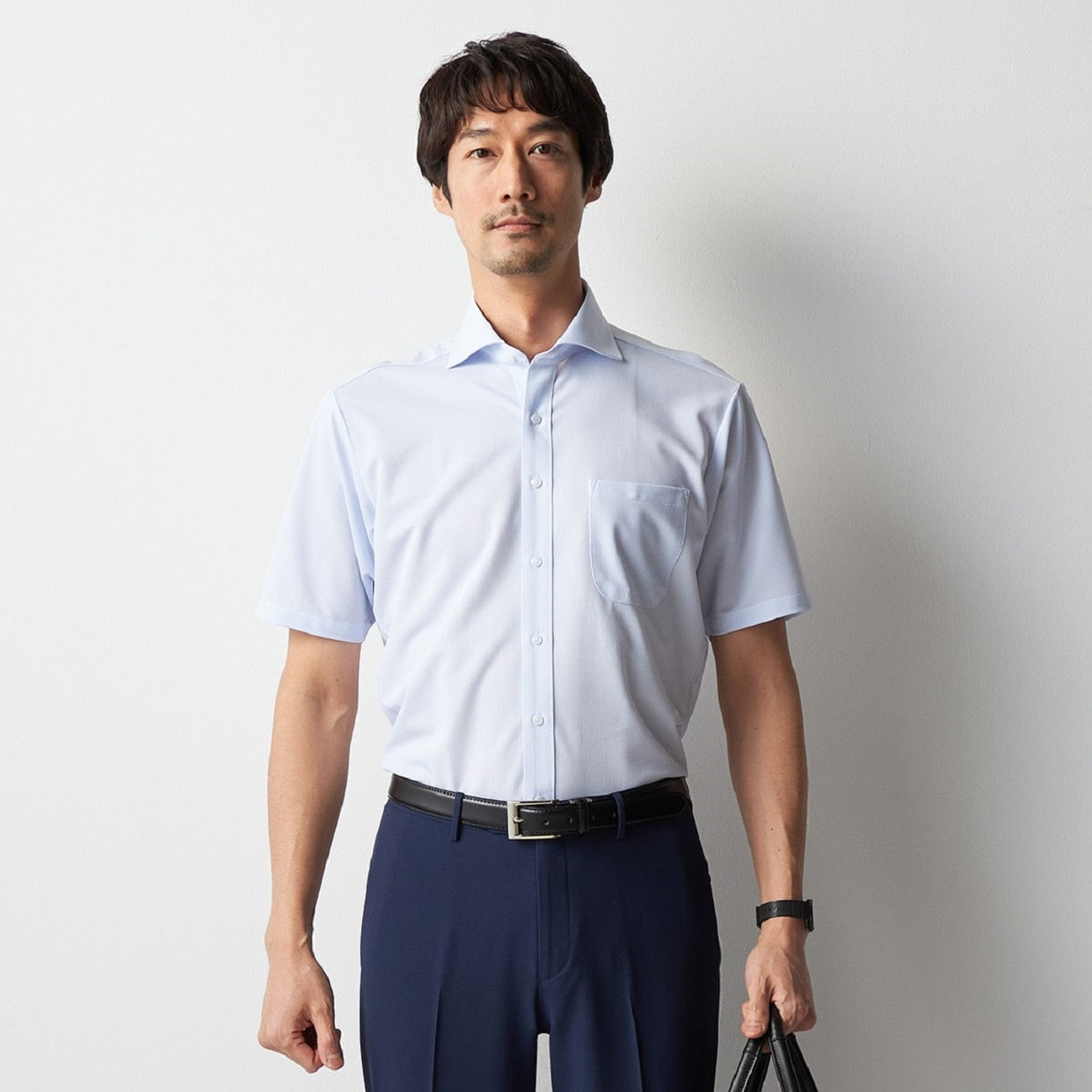 Super Non-iron Stretch Short Sleeve Cutaway Shirt - Blue_05