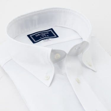 LUXE Line Cotton Button-down Shirt - White_11