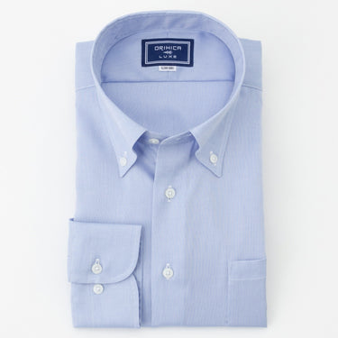 LUXE Line Cotton Button-down Shirt - Blue_09