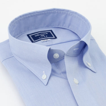 LUXE Line Cotton Button-down Shirt - Blue_10