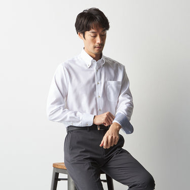 Super Non-iron Cotton Button-down Shirt - White_09