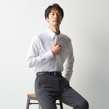 Super Non-iron Cotton Button-down Shirt - White_10
