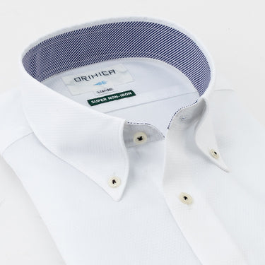 Super Non-iron Cotton Button-down Shirt - White_12