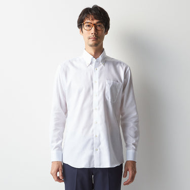 Super Non-iron Cotton Button-down Shirt - White_12
