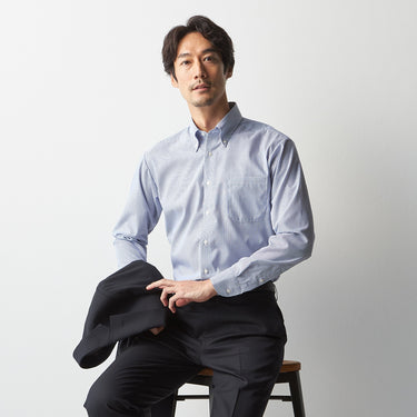 Super Non-iron Cotton Button-down Stripe Shirt - Blue_07