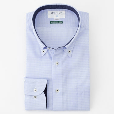Super Non-iron Cotton Button-down Shirt - Blue_13