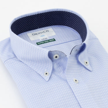 Super Non-iron Cotton Button-down Shirt - Blue_14