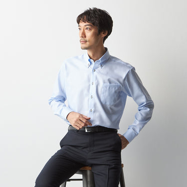 Super Non-iron Cotton Button-down Shirt - Blue_09
