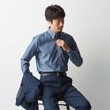 Super Non-iron Cotton Button-down Shirt - Navy_07