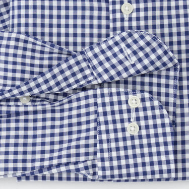 Super Non-iron Cotton Button-down Gingham Shirt - Navy_09