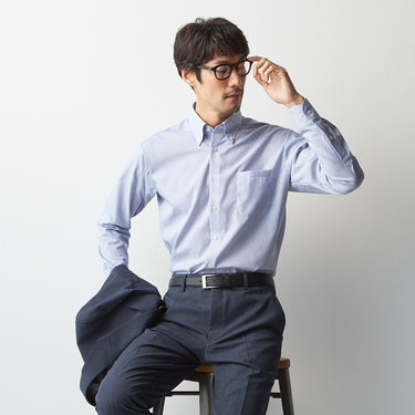Super Non-iron Cotton Button-down Micro Check Shirt - Navy_06