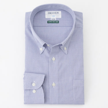 Super Non-iron Cotton Button-down Micro Check Shirt - Navy_07