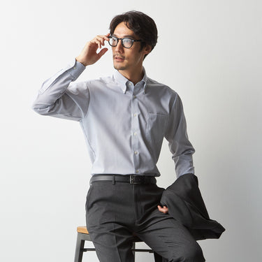 Super Non-iron Cotton Button-down Stripe Shirt - Gray_07