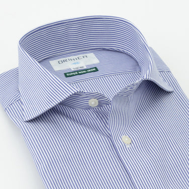 Super Non-iron Cotton Cutaway Stripe Shirt - Navy_10