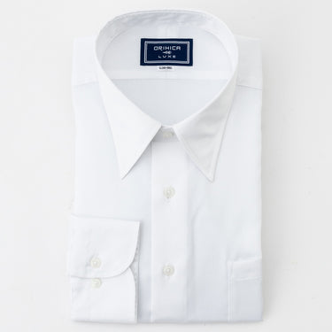 LUXE Line Cotton Point Collar Shirt - White_08